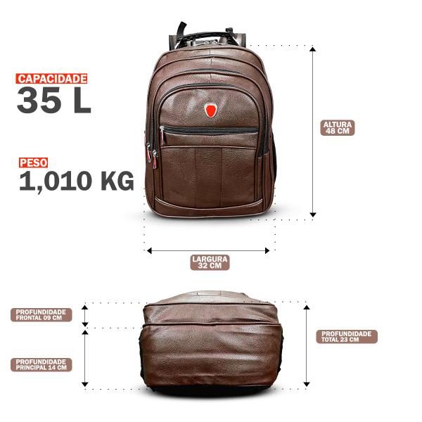 Imagem de Mochila Bolsa Masculina Notebook Couro Trabalho Envio 24hs