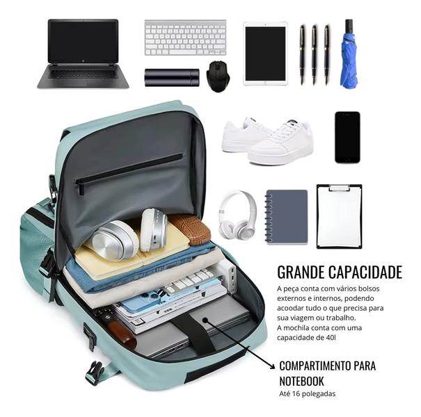 Imagem de Mochila Bolsa Premium Viagem Multifuncional 40l Notebook 16