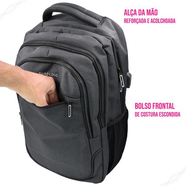 Imagem de Mochila Bolsa Reforçada Compartimento Notebook Impermeável Unissex