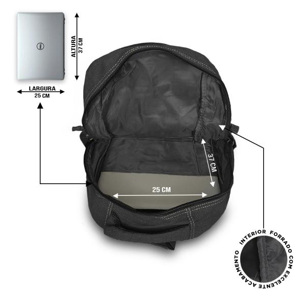 Imagem de Mochila Bolsa Reforçada Lona Notebook Escolar  Sp02