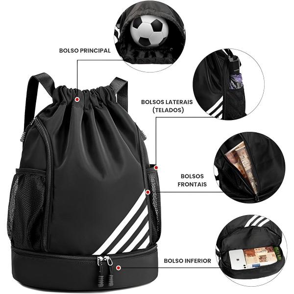 Imagem de Mochila Bolsa Saco com Cordão Esportiva Impermeável