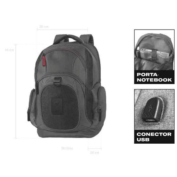 Imagem de Mochila Bolsa Wilson Executiva Esportiva Trabalho Faculdade Notebook Laptop Poliéster 26 Litros