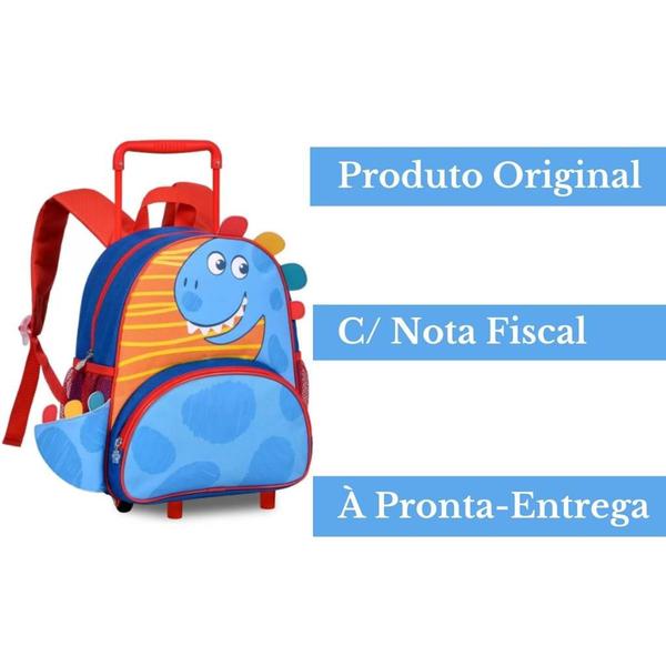 Imagem de Mochila C/ Rodinhas Escolar Infantil 13' - Dino Dinossauro - Super Reforçada - Clio