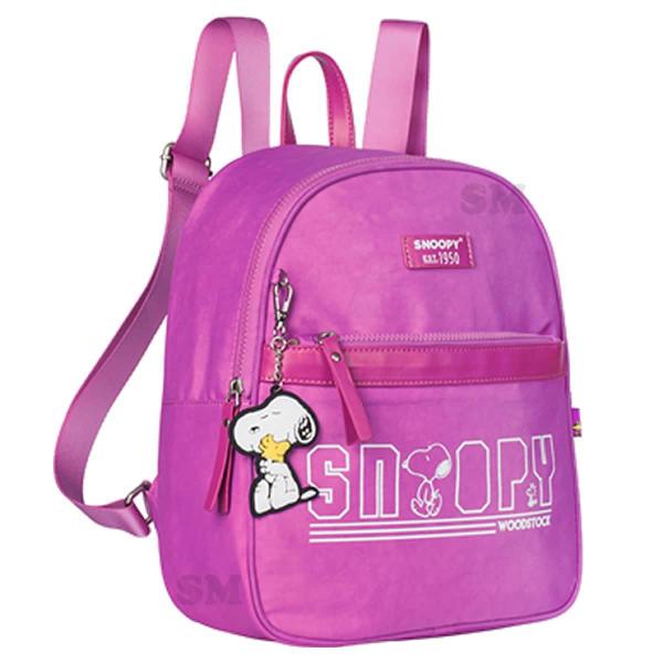 Imagem de Mochila Cabe Caderno Universitário Snoopy Woodstock Lilás