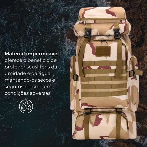 Imagem de Mochila Cargueira Trilha Camping Militar Impermeavel 80l