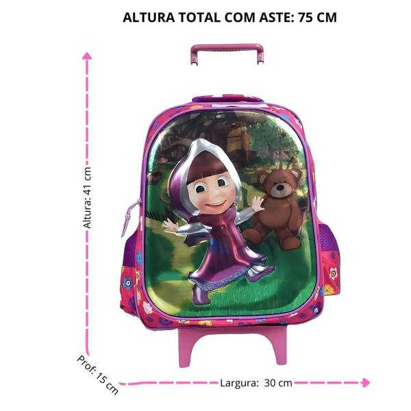 Imagem de Mochila Carrinho Escolar Infantil Menina 3d Reforçada