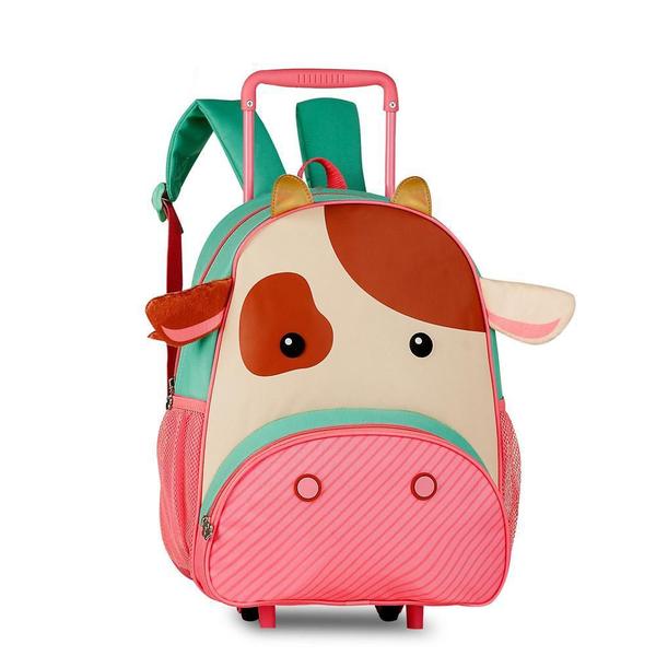 Imagem de Mochila Carrinho Infantil Escolar Gatinha Vaquinha Girafinha