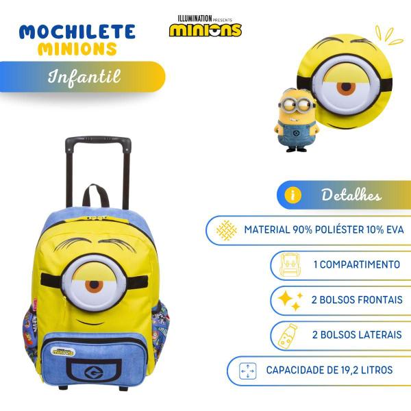 Imagem de Mochila Carrinho Rodinhas Escolar Minions X Original Sestini