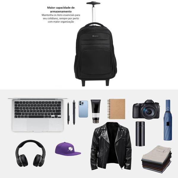 Imagem de Mochila Com Carrinho Executiva Empresarial Notebook Viagem