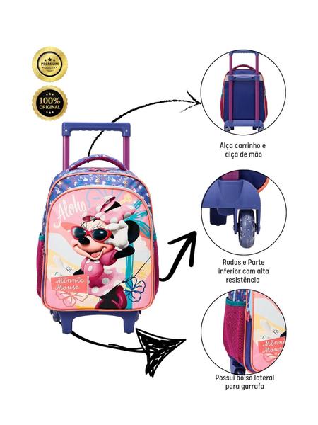 Mochila com Rodas Escolar 16 Minnie Original 13230 - Xeryus Imagem de Mochila com Rodas Escolar 16 Minnie Original 13230