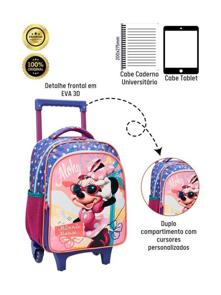 Mochila com Rodas Escolar 16 Minnie Original 13230 - Xeryus Imagem de Mochila com Rodas Escolar 16 Minnie Original 13230