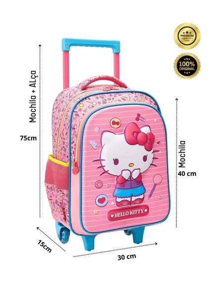 Imagem de Mochila com Rodas Escolar Hello Kitty Original 13540