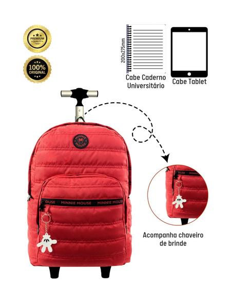 Imagem de Mochila com Rodas Escolar  Vermelho Minnie 14221