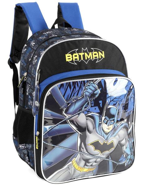 Imagem de Mochila Costa Escolar infantil batman 45cm Original reforçada Luxcel + Carrinho Metal batman