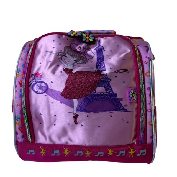 Imagem de Mochila costa+estojo 2 ziper+lancheira happy girl tm grande