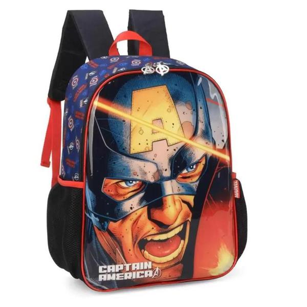 Imagem de Mochila Costa Infantil Avengers Rosto Capitão América Luxcel