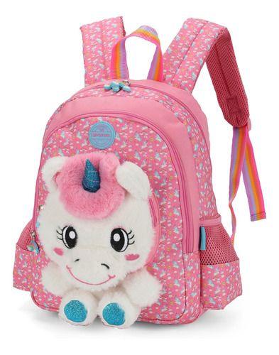 Imagem de Mochila Costas  14  Infantil 3d Pelúcia Coelho Unicórnio