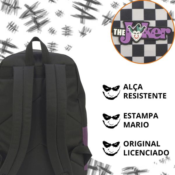 Imagem de Mochila Costas Batman Coringa Escola Infantil Juvenil Menina Menino Unissex Reforçada Bolsa Viagem