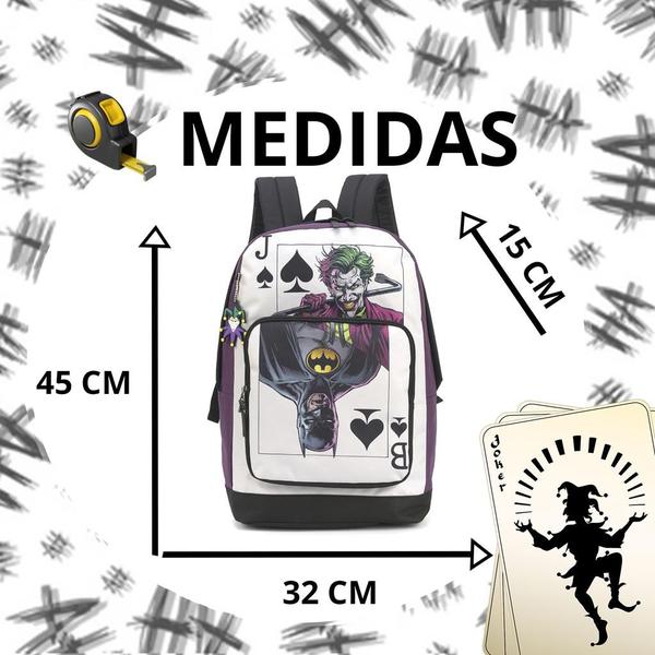 Imagem de Mochila Costas Batman Coringa Unissex Escolar Passeio Masculina Feminina Infantil Juvenil