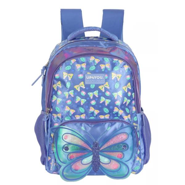 Imagem de Mochila Costas Com Glitter Borboleta Up4you Ajustável Luxcel