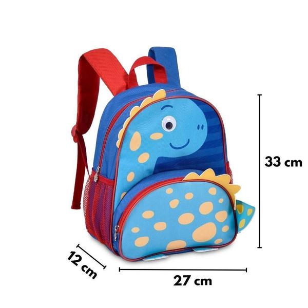 Imagem de Mochila Costas Dinossauro Azul Dino Escolar Infantil