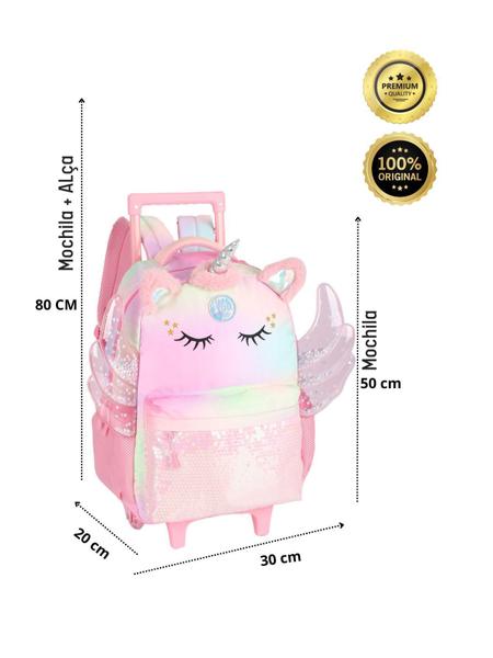 Imagem de Mochila Costas E Rodas Unicórnio Premium Ic41732 - Rosa