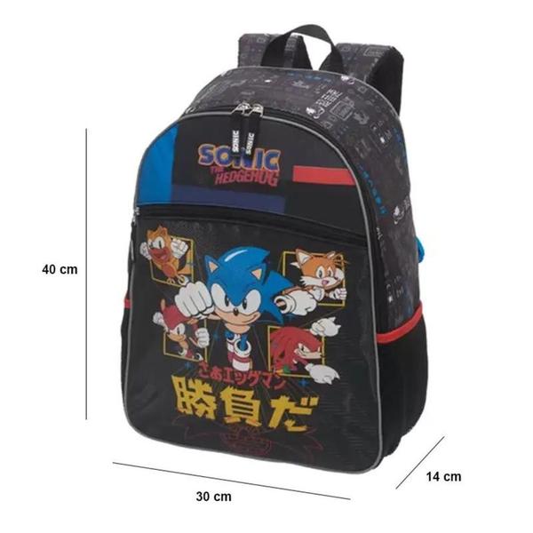 Imagem de Mochila Costas Escolar Menino Infantil Sonic Tails Go Fast Pacific Preto