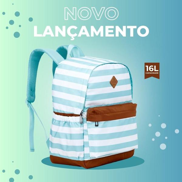 Imagem de Mochila Costas Grande Bolsa Escolar Listras Reforçada Menina