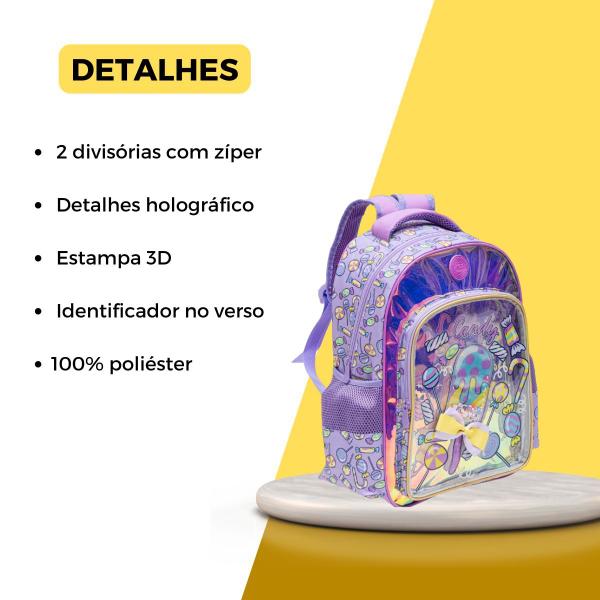 Imagem de Mochila Costas Ice Cream Holográfico Menina Infantil Escolar