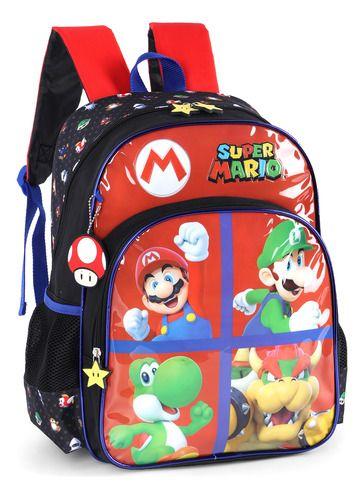 Imagem de Mochila Costas Infantil 2 Bolsos Original Super Mario