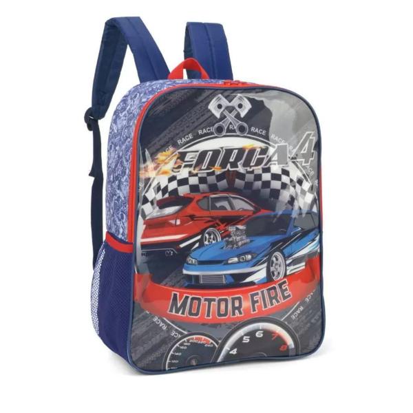 Imagem de Mochila Costas Infantil Carro Motor Fire Forca 4 Azul Luxcel