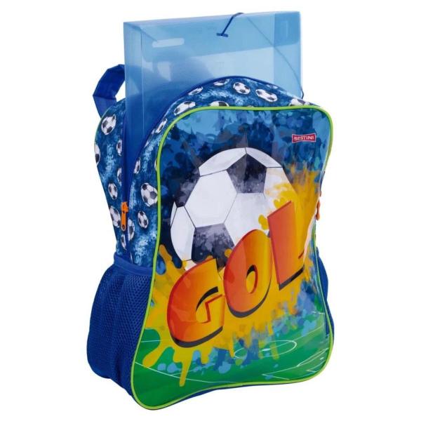 Imagem de Mochila Costas Infantil Escolar Menino Bola Futebol Sestini