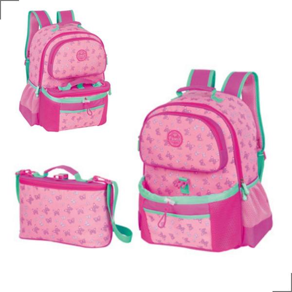 Imagem de Mochila Costas Infantil Menina Lancheira Térmica Grande Porta Garrafa Escolar Bolsa Passeio Feminina