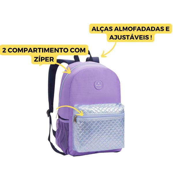 Imagem de Mochila Costas Juvenil Feminina Reforçada Escolar