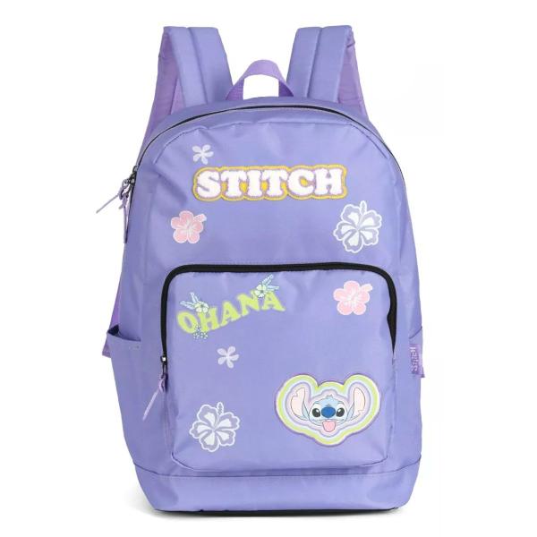 Imagem de Mochila Costas Juvenil Stitch Disney Escolar Ajustável Lilas