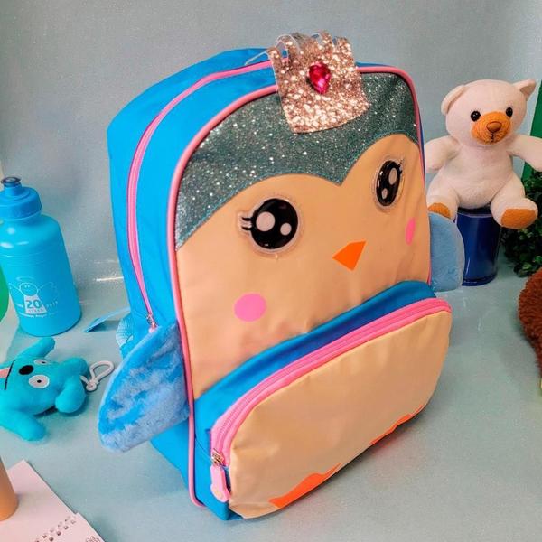 Imagem de Mochila Costas Menina Infantil Bolsa Escolar Pinguim ul