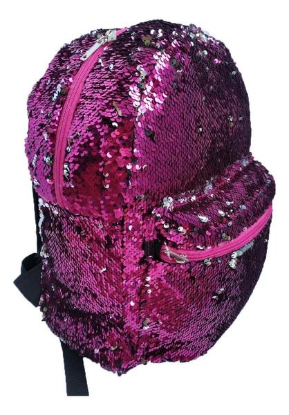 Imagem de Mochila Costas Rosa E Prata Paete Fashion Clio Girls