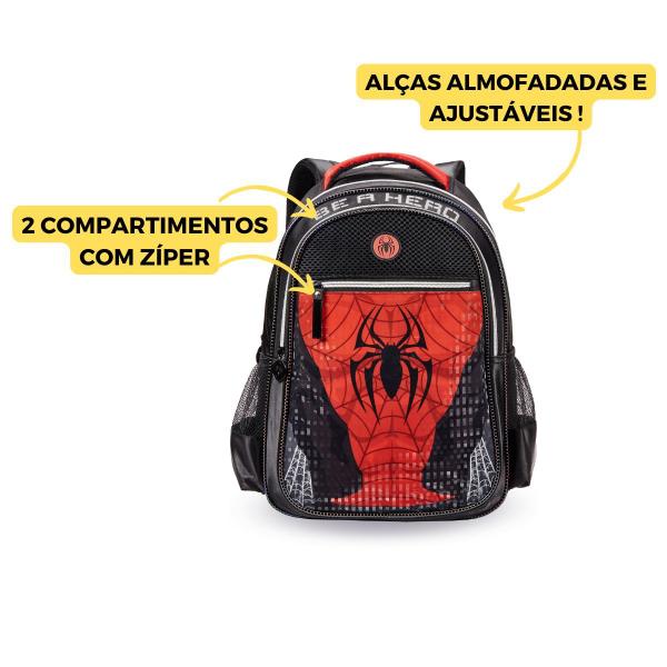 Imagem de Mochila Costas Spider Dark Menino Escolar Aranha