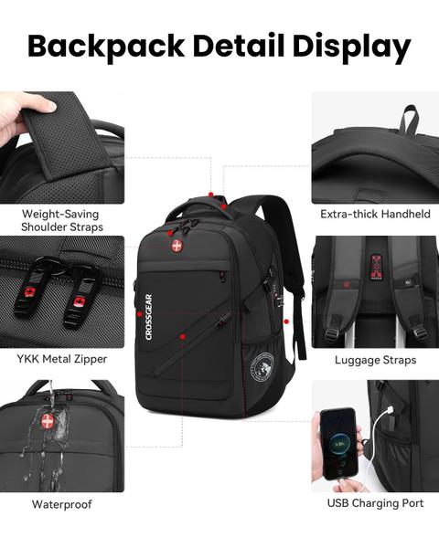 Imagem de Mochila CROSSGEAR grande para laptop impermeável 17,3" TSA Lock