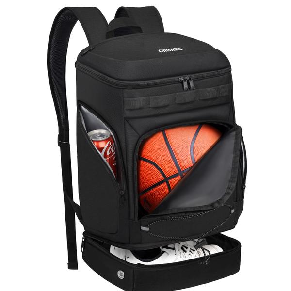 Imagem de Mochila de basquete Ciihars, bolsa esportiva grande com suporte de bola preta