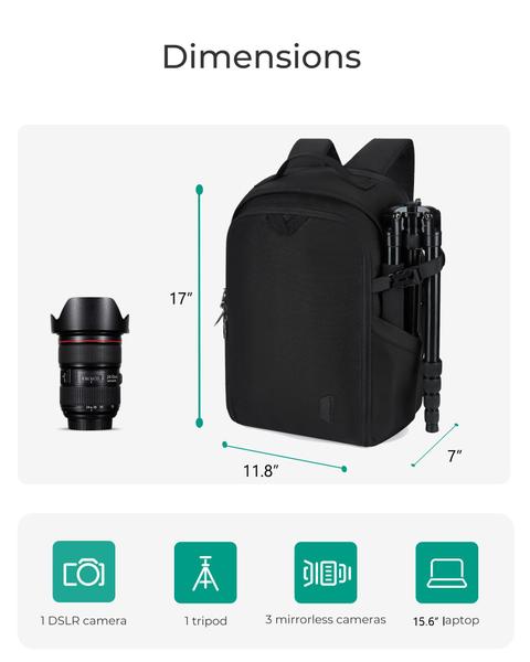 Imagem de Mochila de câmera BAGSMART para DSLR SLR com laptop 15,6