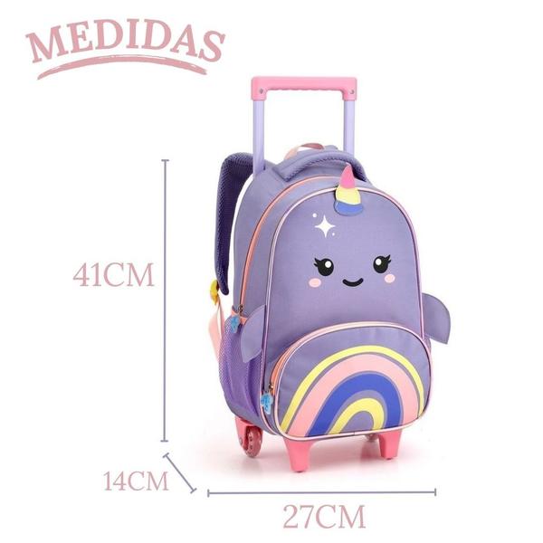 Imagem de Mochila de Carrinho Chita Tubarão Borboleta Baleia Pinguim Dragão Infantil Bolsa Escolar Seanite