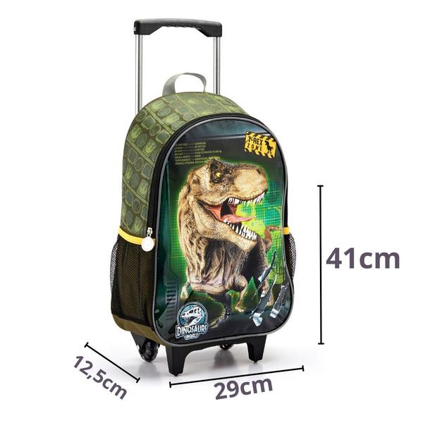 Imagem de Mochila de Carrinho Dnissauro T-Rex Infantil Mala Bolsa Escolar Masculino Seanite