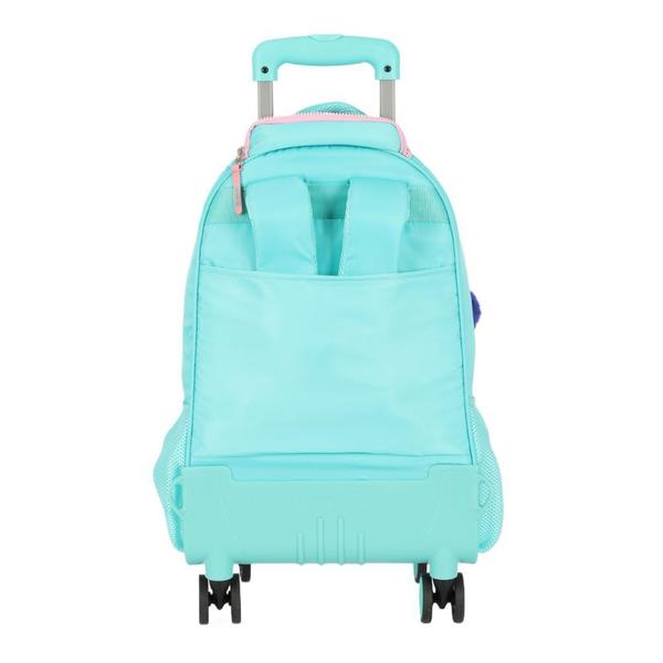 Imagem de Mochila De Carrinho Escolar Infantil Stitch Turquesa Rodinha 360