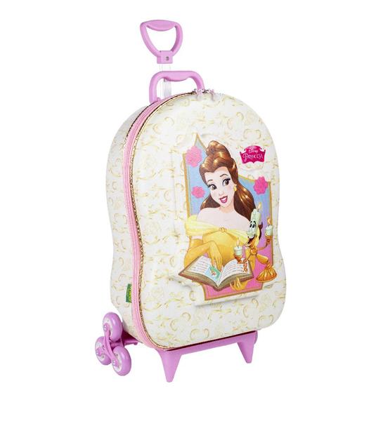 Imagem de Mochila De Carrinho Princesa Bela Infantil em 3d Rígida