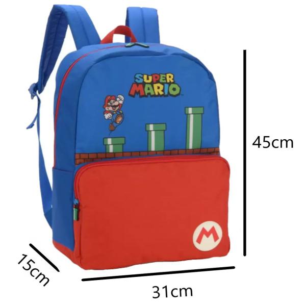 Imagem de Mochila de Costa Escolar Infantil Juvenil Azul Mario Luxcel