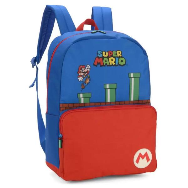 Imagem de Mochila de Costa Escolar Infantil Juvenil Azul Mario Luxcel