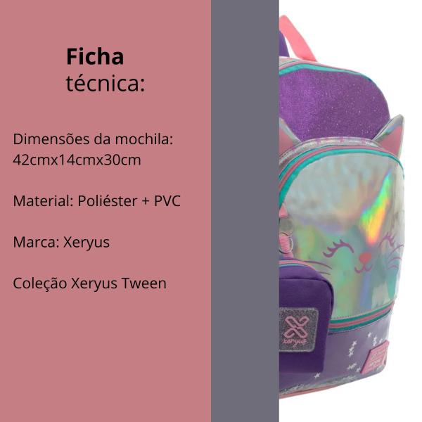 Imagem de Mochila de Costa Tween Gatinho Juvenil Feminina Xeryus