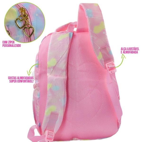 Imagem de Mochila de Costas Bolsa Escolar Grande P/ Menina Feminina Colorida Desenho P/ Notebook Resistente - Princesa Luxo Moda