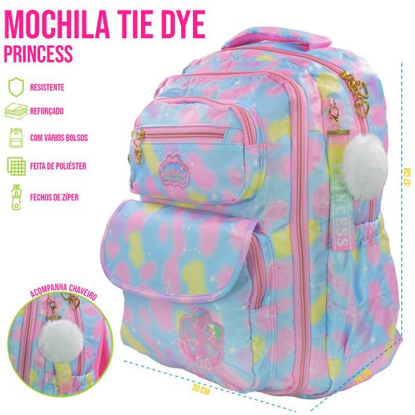 Imagem de Mochila de Costas Bolsa Escolar Grande P/ Menina Feminina Colorida Desenho P/ Notebook Resistente - Princesa Luxo Moda